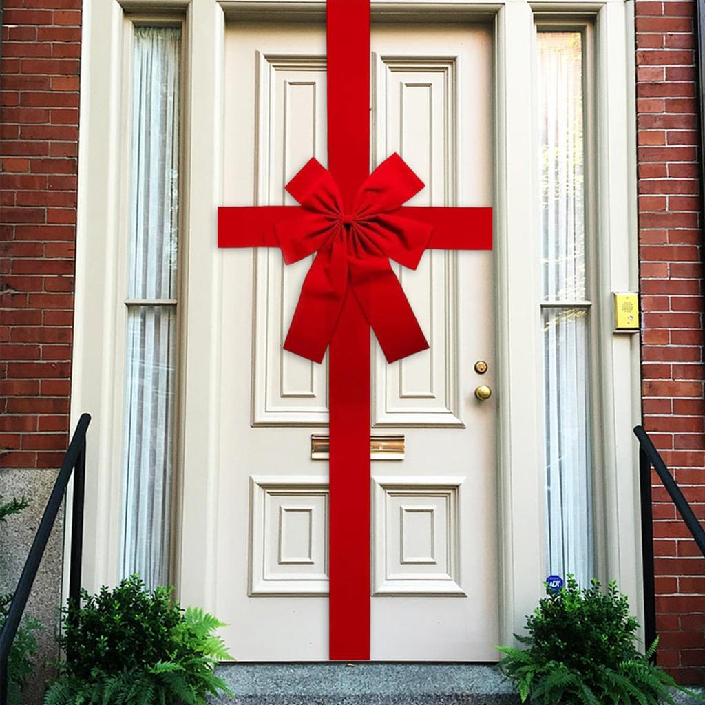 Door Hanging Bow Backdrop Versatile, Christmas Decoration, Christmas Cabinet Door Ribbon for Gift Wrapping Home