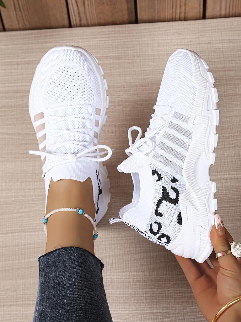 Women'S Shoes, Women'S Sports Shoes New Trendy Mesh Breathable Leopard Print Casual Sports Shoes