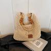 Women's Summer Fashi Hollow Knitted Handbag Ladies Casual Beach Vacati Beach Woven Bags Female Large Capacity Shoulder Bag