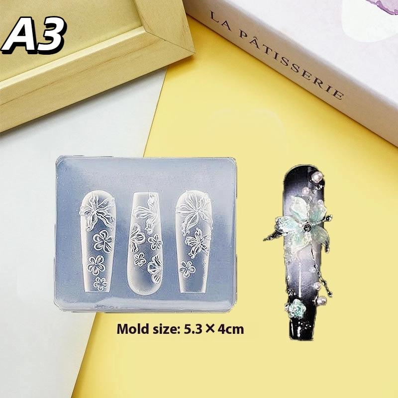 1Pc Chain Ice Flower Butterfly 3D Acrylic Mold Nail Art Decorations Diy Design Silicone Nails Mold