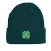 Green Four Leaf Shamrock Warm Knit Cap Beanie, St. Patrick's Day Man Cap Autumn Winter Casual Pompom Beanies Knitted Hat Beanie