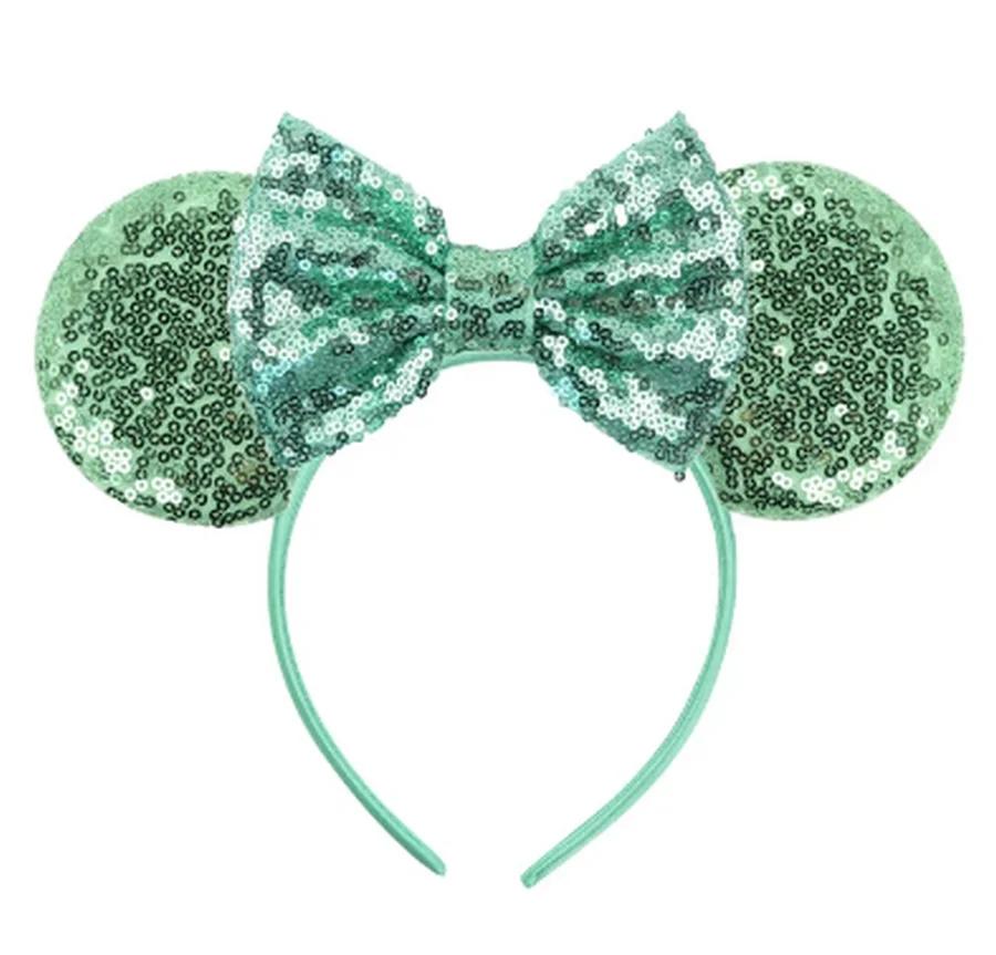 Mouse Ears Headband For Girls Adults 5'' Sparkly Sequin Bow Hairband Festival Party Travel DIY Hair Accessories