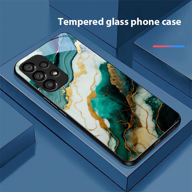

Зеленый мрамор для Samsung Galaxy S10 20 Plus 21 FE 22 23 24 FE 25 Ultra Черный чехол для телефона из закаленного стекла Жесткий чехол for Galaxy S21 Ultra