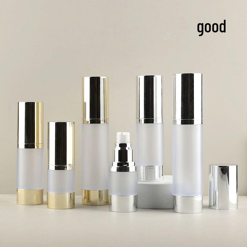 Electroplated Frosted Vacuum Bottle for Gel, Hand Cream, Skincare, or Serum - 15/30/50ml Pump Option