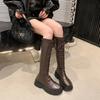 New women's boots autumn and winter British thick-soled lace-up boots women's round head fashion small tall boots