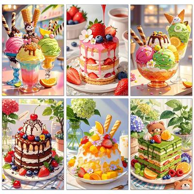5D DIY Diamantmalerei Eiscreme und Kuchen Das volle runde Mosaik Stickerei Kreuzstich Kawaii Heimdekoration