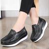 Genuine Leather Wedges Heels Shoes Fashion 5cm Platform Shoes Women Non-slip Walking Loafers