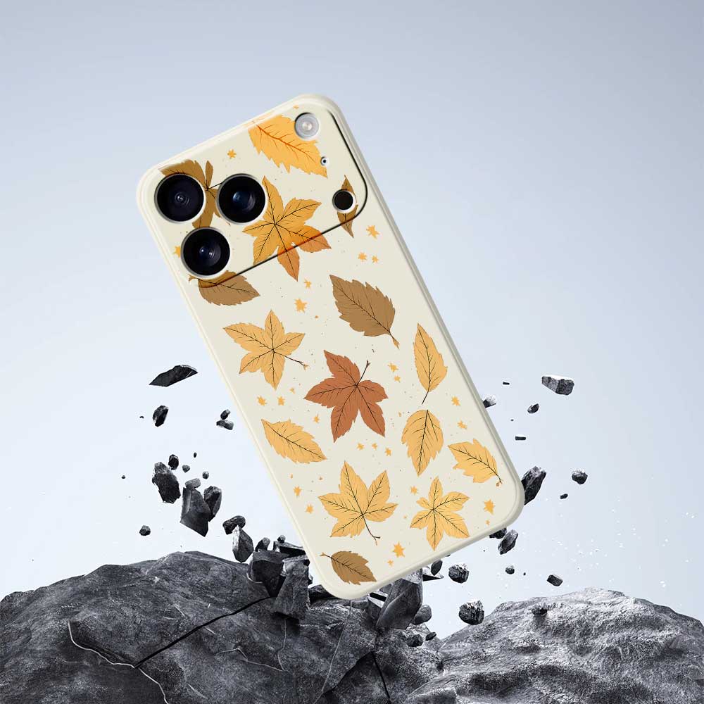 For iPhone 17 Pro Case Maple Leaves Pattern Printing Straight Edge TPU Phone Back Cover