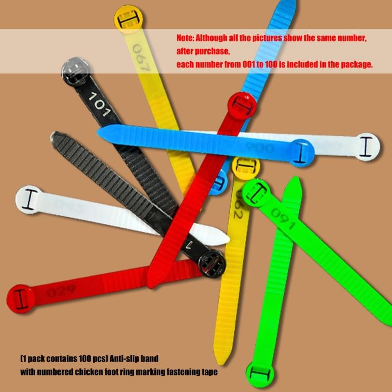 Sequential Numbered Leg Rings for Poultry 1-100 Set Waterfowl System Plastic Identification Bands for Farm Bird