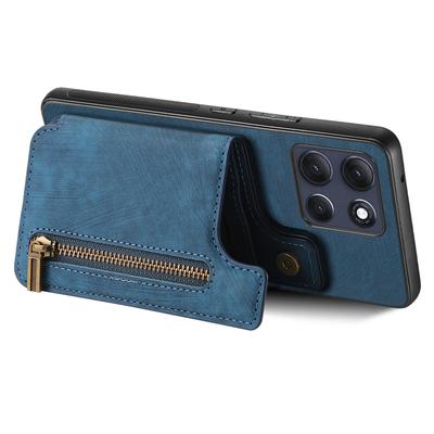 Pro telefon Motorola Moto G86 Power 5G Pouzdro Retro Kožené TPU Kryt se Zipem Držitelem Karet