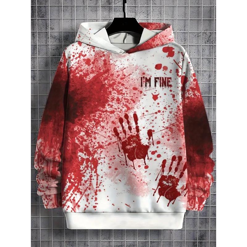 Fashion Men's Hoodie Bloody 3D Print Fall Sweatshirt Hoodie Street Casual Boy Sweatshirt Hip Hop Men's Oversized Top Clothing