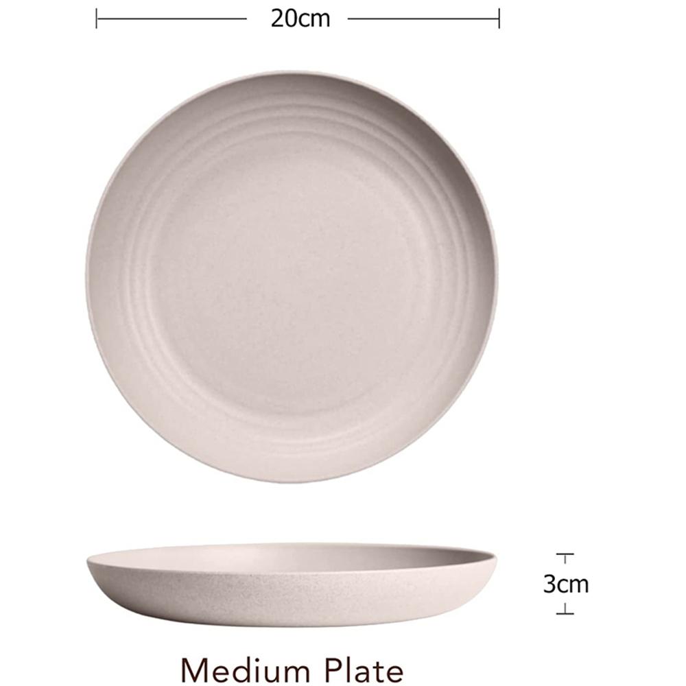 4pcs/Set Wheat Straw Plate Lightweight Unbreakable Reusable Dinner Dishes Plates Dishwasher & Microwave Safe for Kitchen Camping