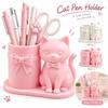 Cat Shaped Pencil Cup 3D Printed Desktop Stationery Organizer Makeup Brush Organizer  Office Desk