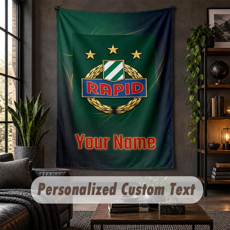 Wall Tapestry Rapid Wien FC Print Custom Name Text Wall Hanging Home Decor