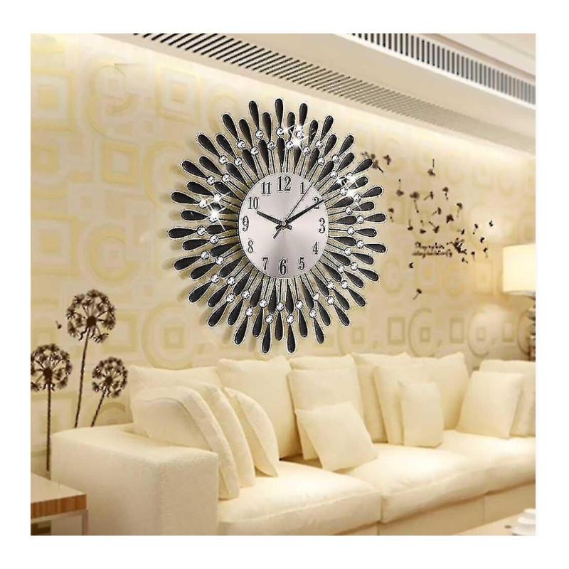Modern Iron Art Wall Clock With Silent Sweep Movement For Living Room Decor