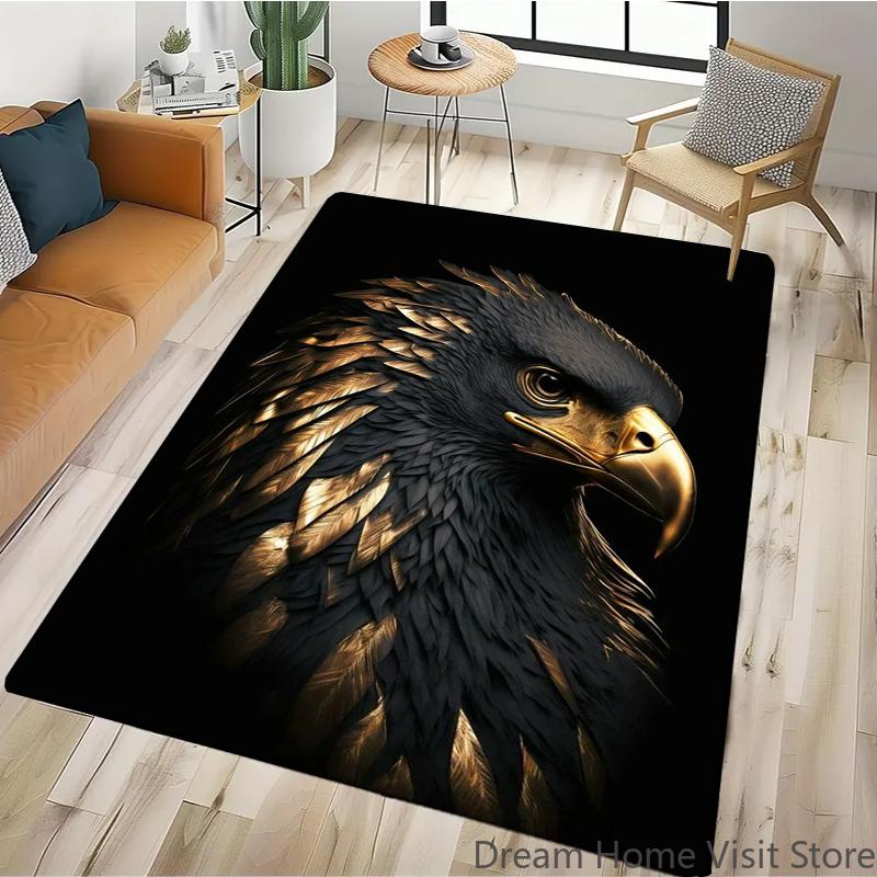 Black Gold Eagle Lion Carpet For Living Room Sofa Floor Cushions Modern Home Rug For Children's Bedroom Play Carpet Camping Mat
