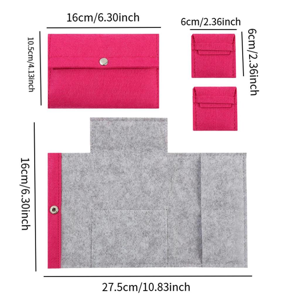 3x Circular Knitting Bag Travel Sewing Supplies Felt for Beginners Organizer Collecting Sorting Circular Needle Case