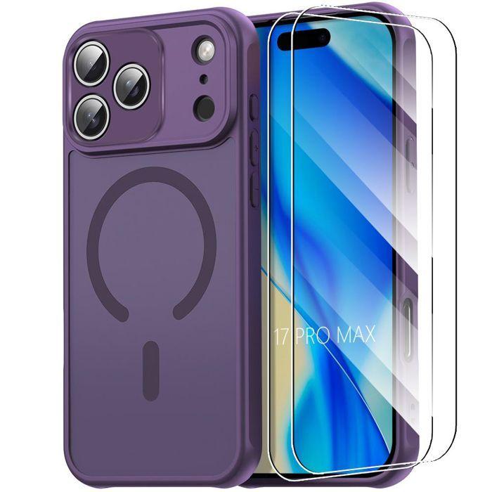 Coque de Protection - BOOLING - iPhone 17 Pro Max - avec Cercle Magnétique - Violet - 2 Vitres