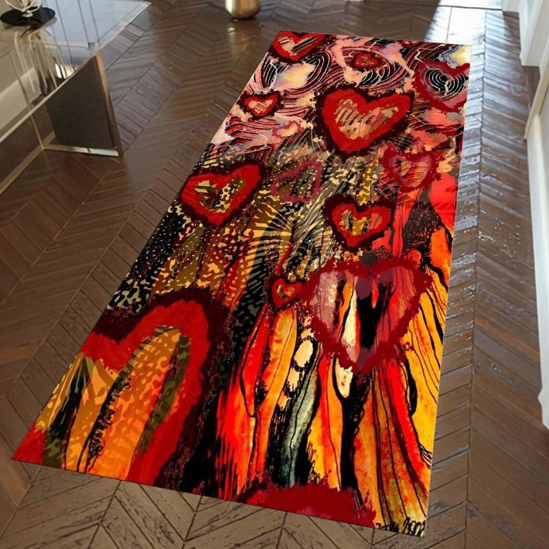 Leopard Red Lips Runner Rug Abstract Love Valentine's Day Carpet Valentine's Day Romantic Atmosphere Home Decoration Carpet
