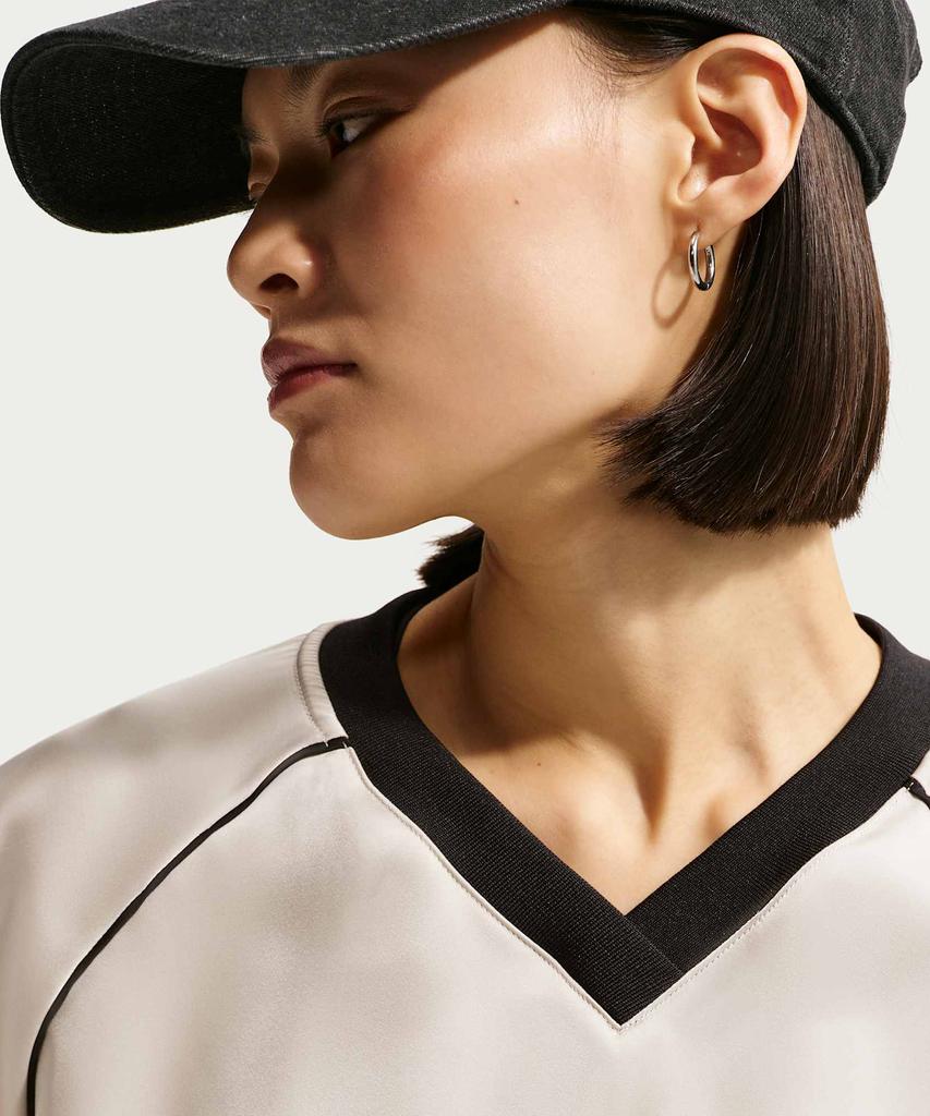 NIKE Sportswear Oversized Satin Top W - Light Bone: Black / Ih1331-072