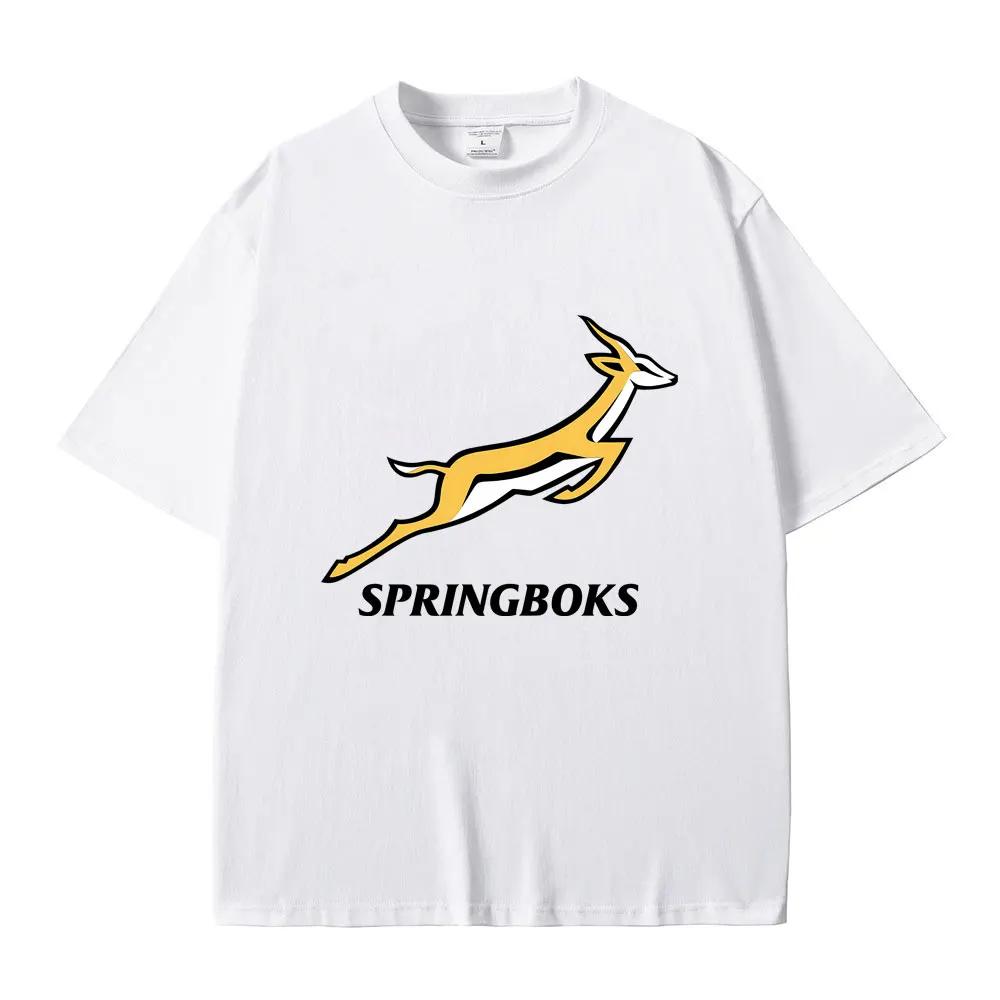 ציוד מעריצים של נבחרת הרוגבי Springbok מרצ'נדייז חולצת טי מותג אופנה גברים נשים חולצת טי מכותנה טהורה אופנת גברים חולצות טי אוברסייז קז'ואל