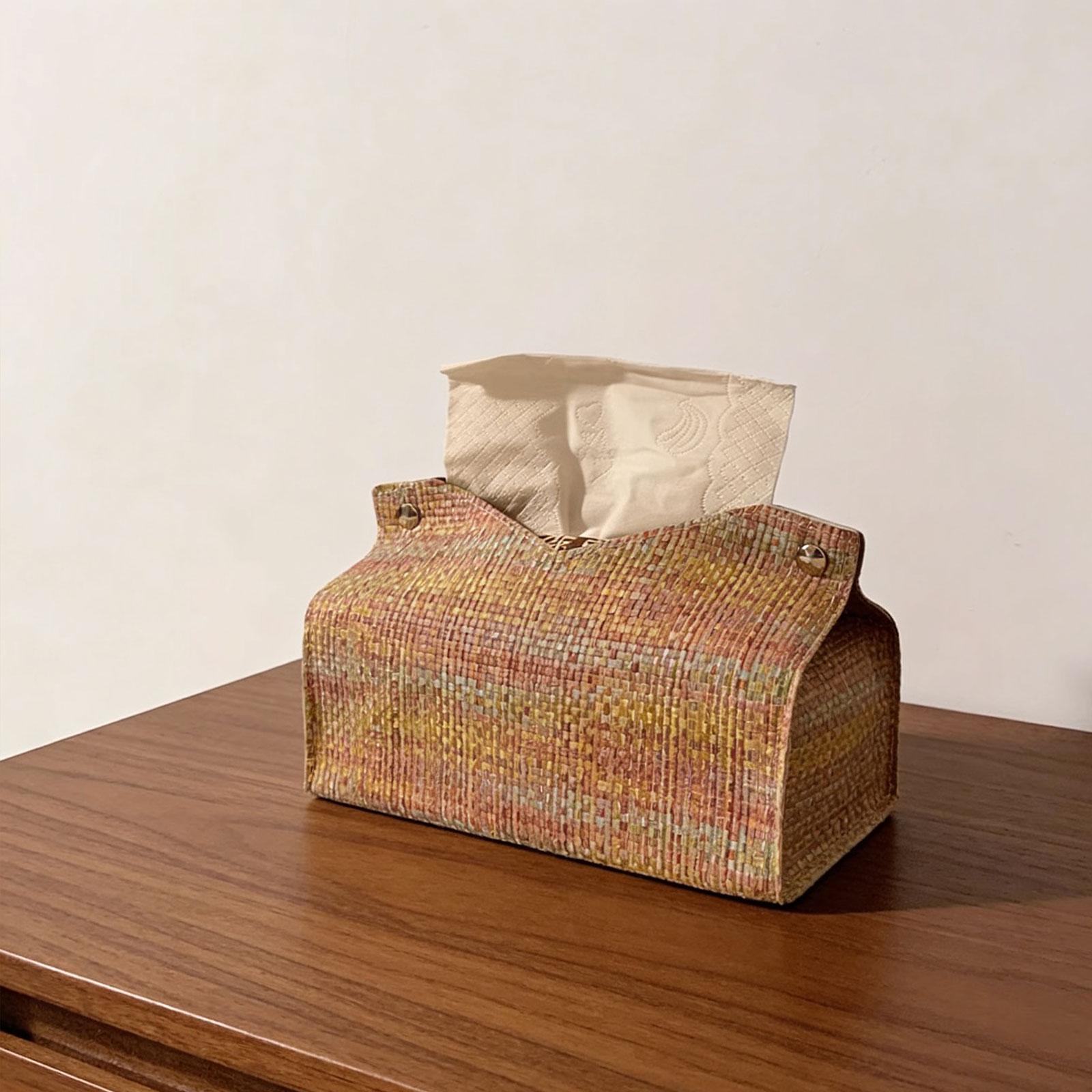 Tissue Box Cover, PU Leather Tissue Holder Tissue Paper Holder Rectangular, for Dresser розовый