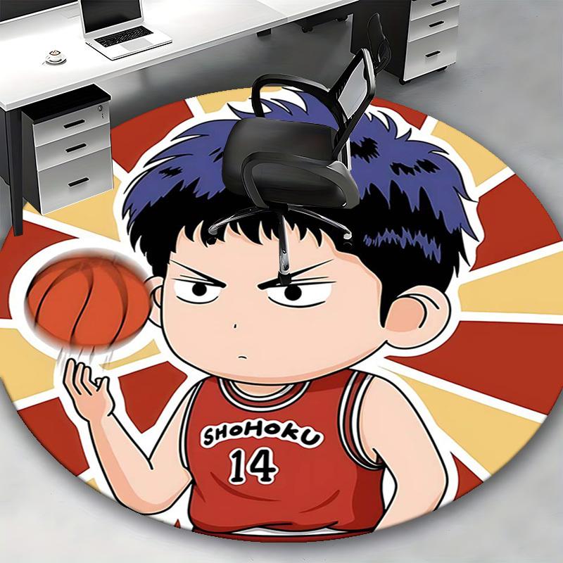 1pc Slam Dunk Anime Design Shohoku 14 Chair Mat - Office Desk Pad, Round Carpet for Home Decor