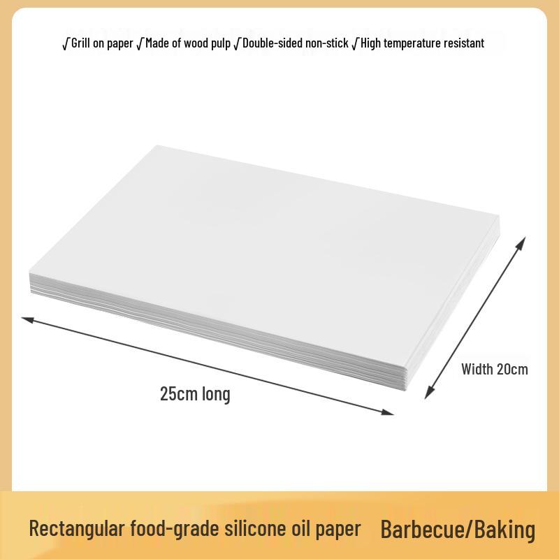 Rectangular Non-Stick Disposable Baking Paper for Oven, Cake, and Barbecue Oil Absorption.