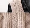Women's V-Neck Sweater Vest & Knitted Top Set - Mid-Length, Thickened, Korean Style, Sleeveless for Autumn/Winter 2024