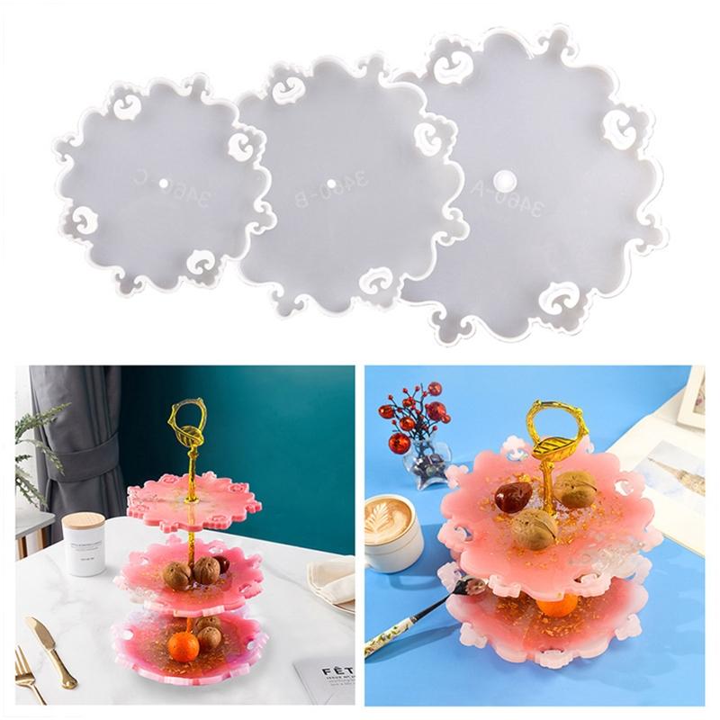 Fruit Dessert Tower Mold Cake Stand Hardware Holder Durable Epoxy Resin Tiered Tray Mold 3 Tier Easy to Install Durable