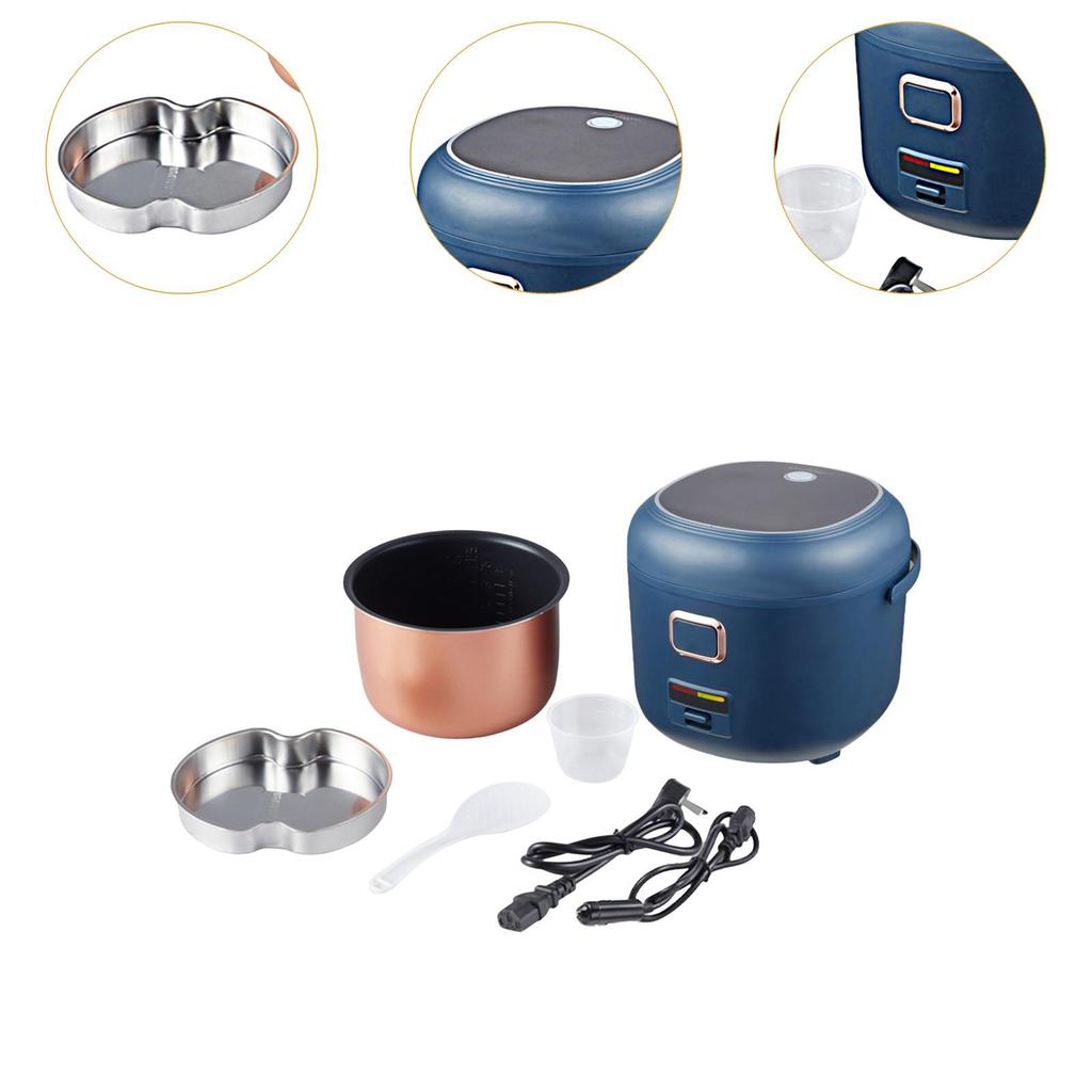 Electric Rice Cooker 2L Porridge Multipurpose Cooking Machine Food Steamer for Driving Road Trips Camping RV Travel Drivers