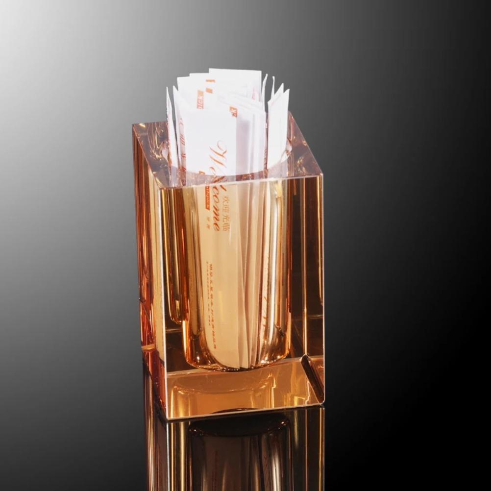 Minimalism Toothpick Dispenser Crystal Glass Toothpick Holder Clear Glass Cotton Swab Storage Jar Table Decoration & Accessories