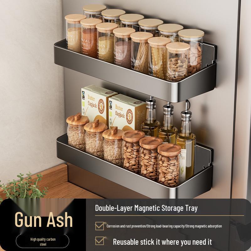 Magnetic No-Drill Refrigerator Side Storage Rack and Spice Holder