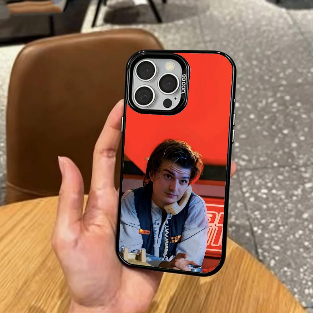 Trendy S-Steve H-Harrington   Phone Case For iPhone17,16,15,14,13,12,11 Plus,Pro Max Colored Silver Plated Inside Cover
