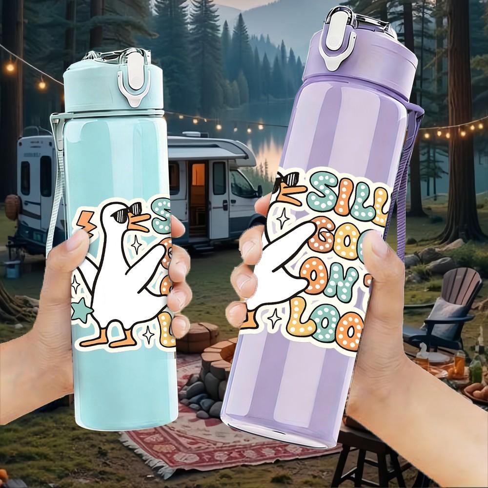 1PC Sisters Soul Mate Hand Letter Print 750ml Color Plastic Sports Water Bottle Leakproof Flip Straw Lid Suitable for Sports Office Home Use