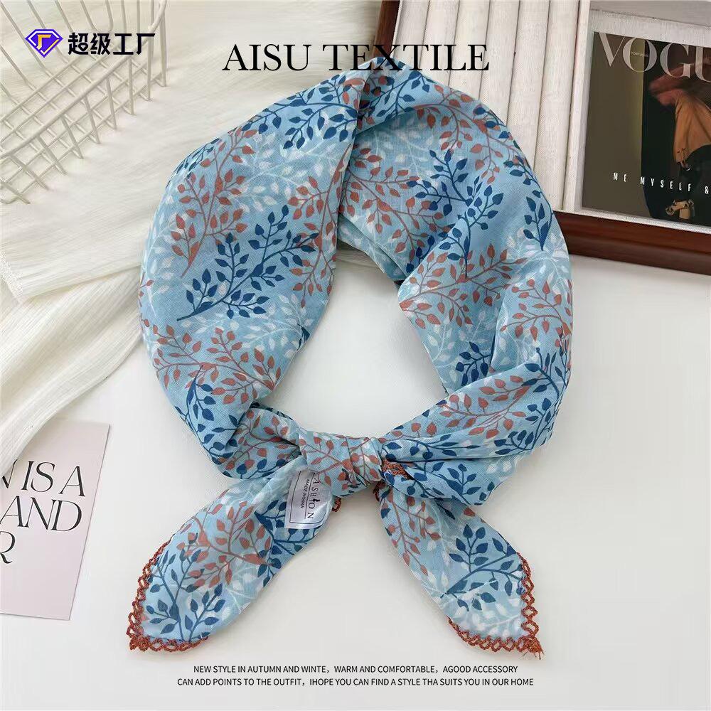 Carré en Coton Petit Carré Foulard Rétro Littéraire Petit Foulard en Soie Foulard Décoratif Petit et Frais pour Femme Cache-cou Rouge Foulard Mode Impression