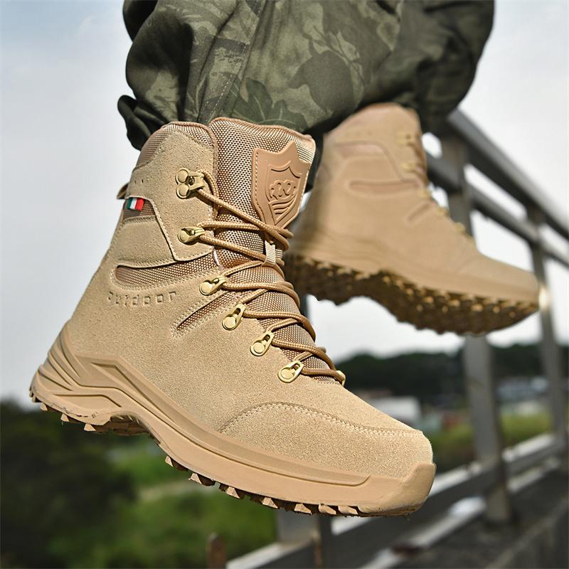 High-top Boots Men Anti-slip Lace-up Breathable Outdoor Hiking Shoes Men Shock-absorbing Lace-up Low-top Casual Sports Shoes Men