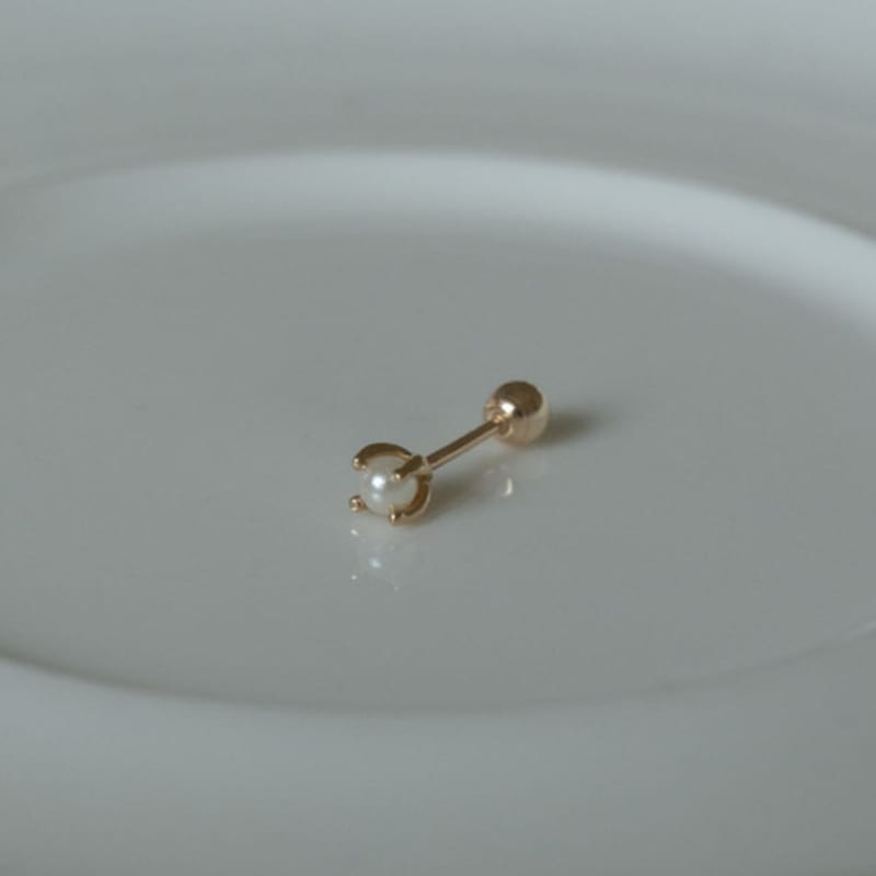 Youngglow 14k Pearl Barbell Piercing