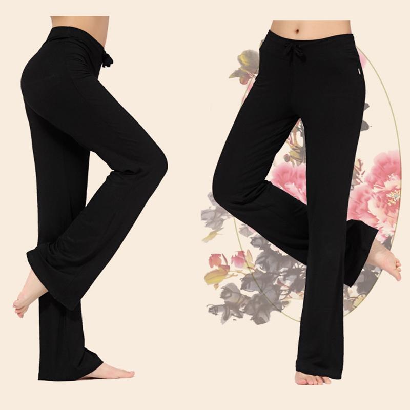 Women Solid Color High Waist Drawstring Wide Leg Long Pants Yoga Dance Trousers Wide Leg For Yoga Running Jogging Gymnastics