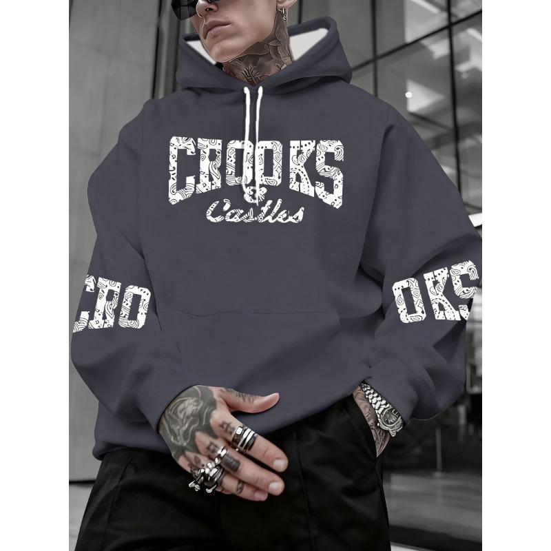 Men's Crooks & Castles Hooded with Iconic Print - Loose Fit Streetwear Hoodie, Slight Stretch Fabric, Machine Washable Winter