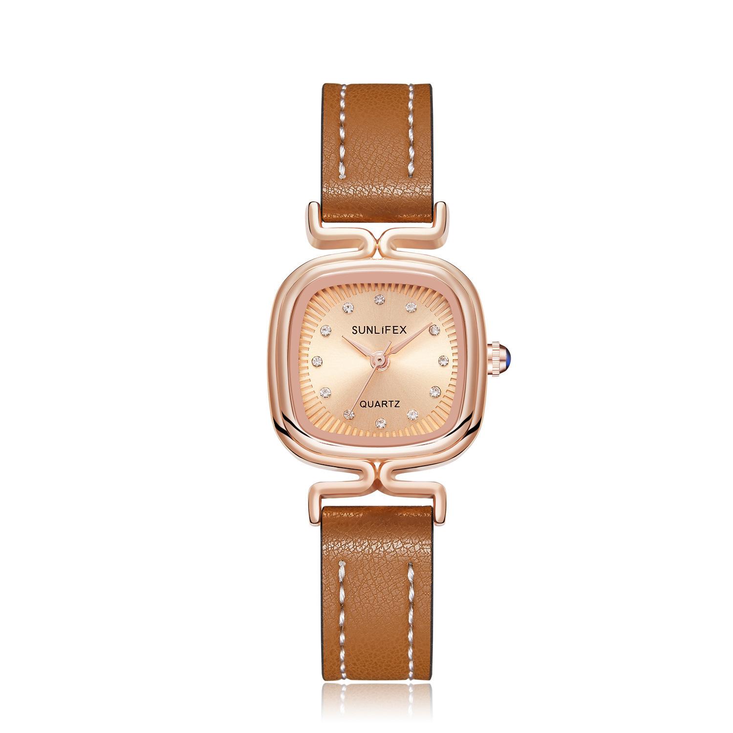 Square Medieval Women S Watch, Small Square Belt Watch, Tiled Small Women S Watch коричневый