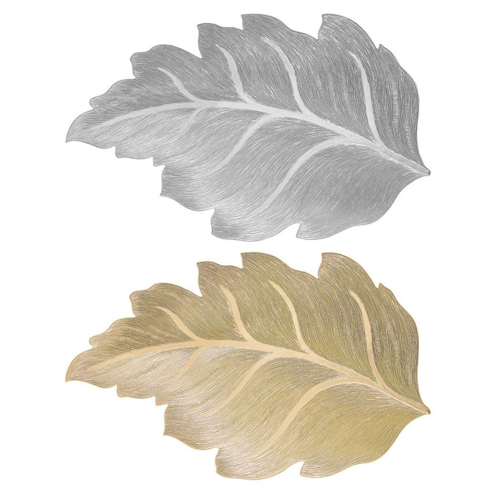 2Pcs Non-Slip PVC Table Mat Waterproof Decorative Table Mat Easy-to-clean Tableware Pad  Restaurant Silver and Gold
