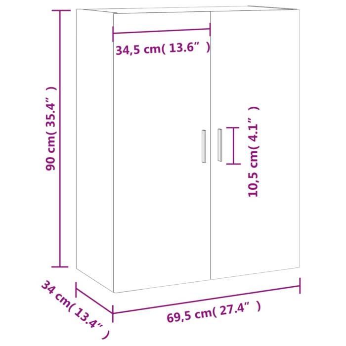 VidaXL Armoire murale noir 69,5x34x90 cm 828437