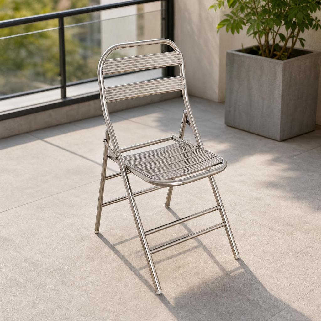 Stainless Steel Folding Chair Portable Seating Long-Lasting for Dining