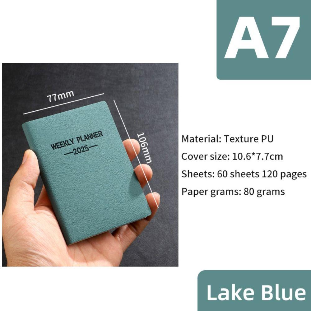 

с календарем 2025 Планировщик Блокнот Английский Ежедневный Еженедельный Ежемесячный Планировщик 2025 Повестка дня Книга Студенты A7 озеро синий