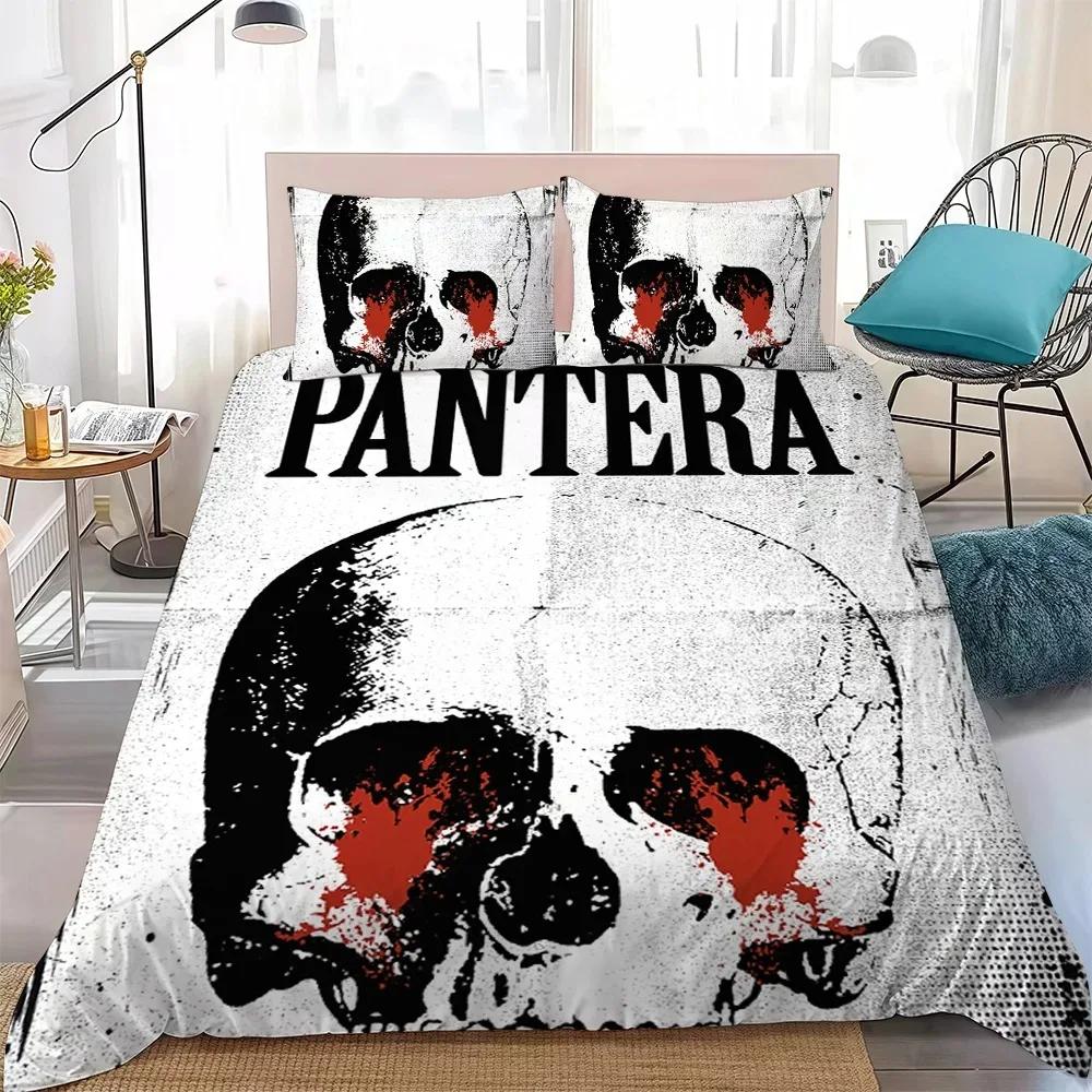 Ensemble de literie Rock P-Pantera Imprimé Dimebag Darrell Phil Anselmo Housse de couette Housse de couette Taie d'oreiller king Queen Size Garçons 135X200CM-2PCS black