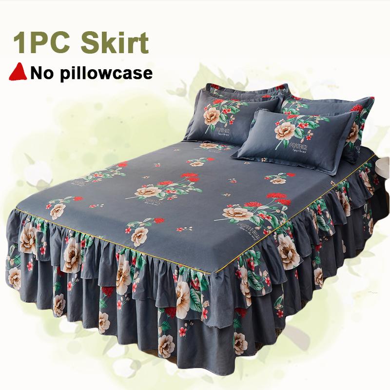 

1 шт. Мягкая и удобная прикроватная юбка с оборками (1 юбка для кровати, без наволочек) Макраме Юбка для кровати, Юбка с цветочным принтом Нескользящий Комплект постельного белья Комнатное постельное белье 120*200cm(Only sheet)