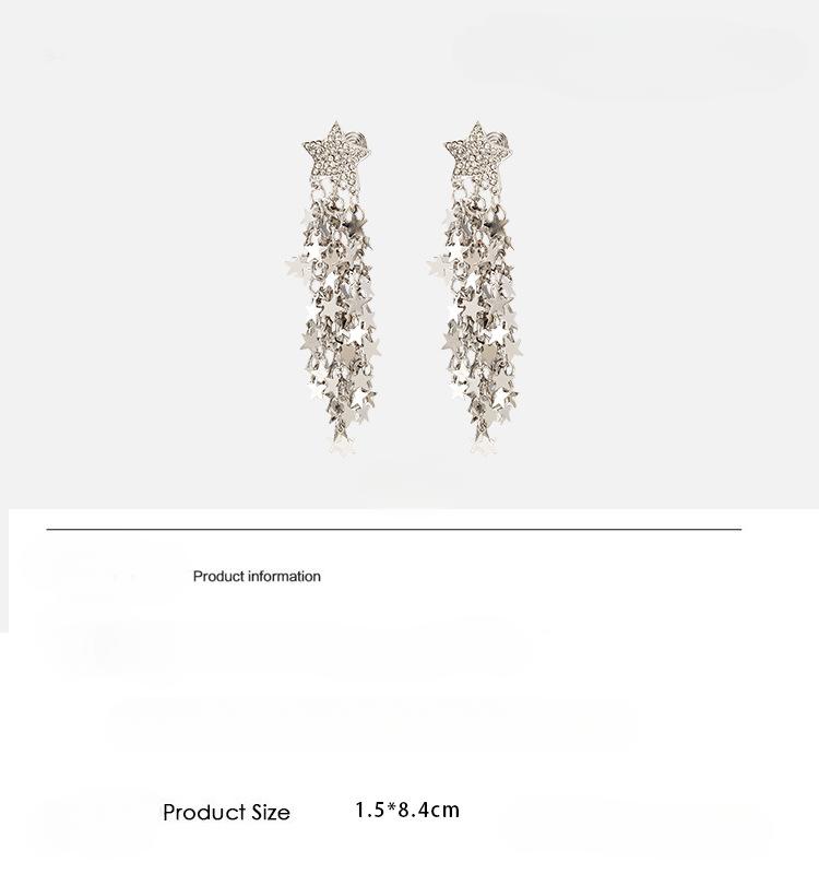 Zarte Strass Stern Fransen Ohrringe Mode weibliche Moskito Spule kein Piercing Ohr Clip