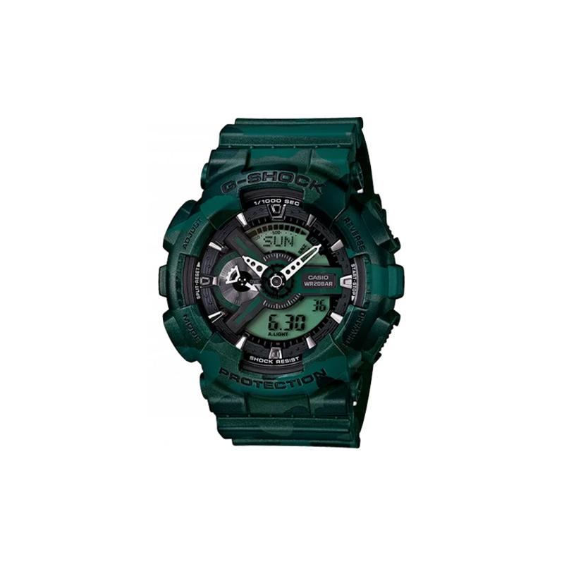 

Casio LCD/pointer dual display series fashionable street cool high-end dark pattern camouflage dual display sports waterproof quartz GA-110CM-3 зелений