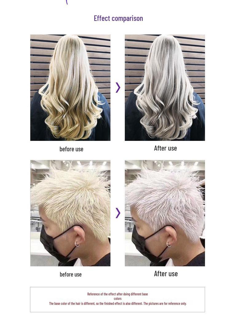 Purple Shampoo for Ash-Blonde Hair Care After Bleaching to White Gold